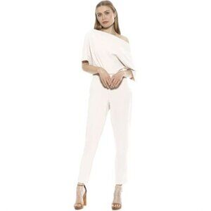ALEXIA ADMOR | NEW Women's White Athena Draped Shoulder Jumpsuit - Size S